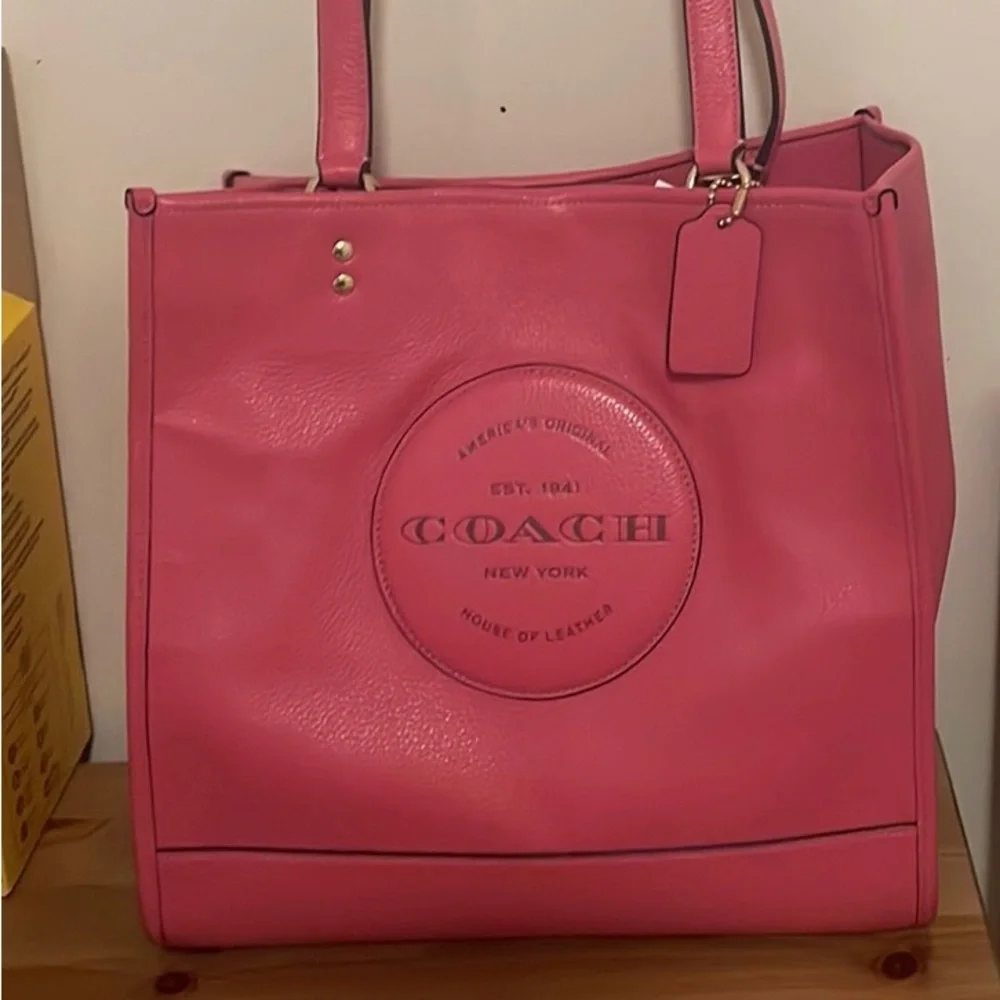 Coach Pink Leather Tote Bag - Picture 2 of 6